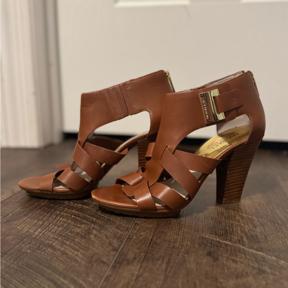 Michael Kors Brown Leather Heeled Sandals